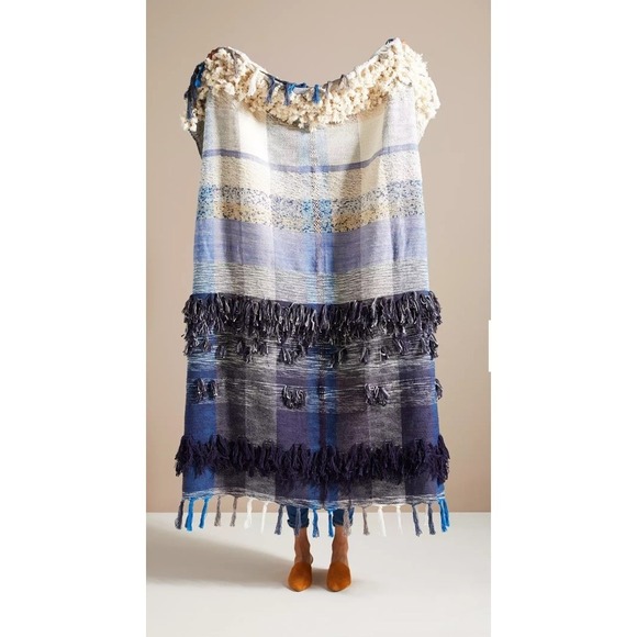 Anthropologie Other - All Roads Design Throw Blanket Anthropologie Bloomfield Fringe Handcrafted-Mint!